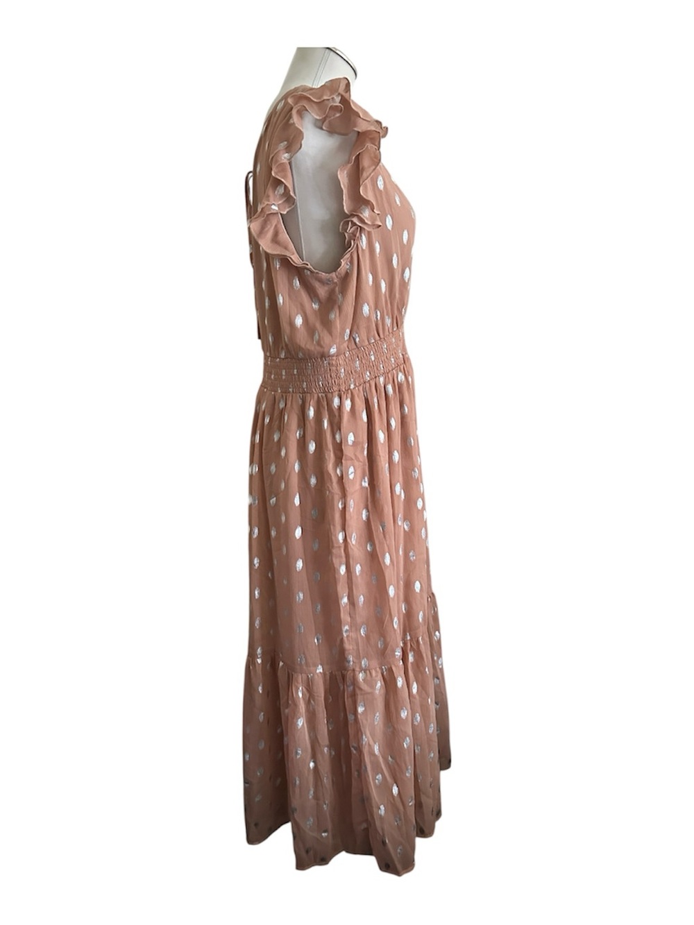 Lulu’s Cause to Celebrate Peach Pink Silver Ruffle Tiered Midi Dress NWT XL - Picture 13 of 16